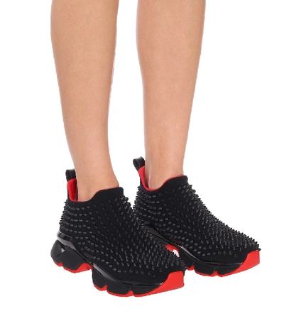 Christian Louboutin Spike Sock Donna Studded Neoprene Sneakers In Black |  ModeSens