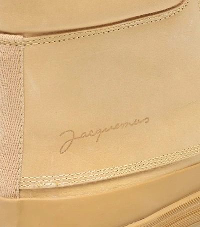 Shop Jacquemus Les Meuniers Leather Ankle Boots In Beige