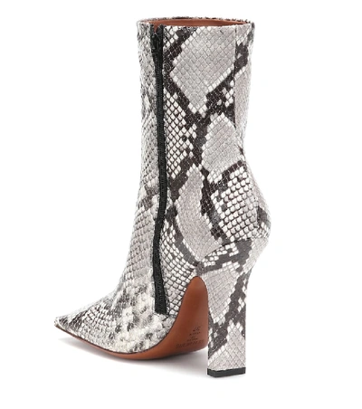 Shop Vetements Boomerang Snake-effect Leather Ankle Boots In Grey