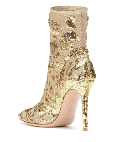 Shop Gianvito Rossi Daze Sequined Ankle Boots In Gold