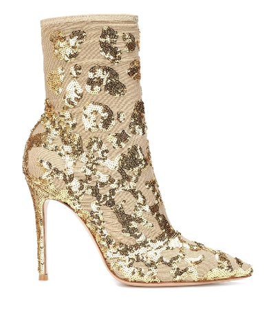 Shop Gianvito Rossi Daze Sequined Ankle Boots In Gold