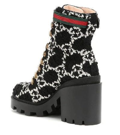 Shop Gucci Gg Tweed Ankle Boots In Black