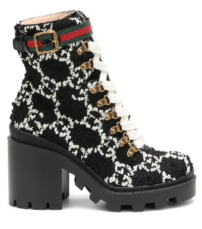 Shop Gucci Gg Tweed Ankle Boots In Black