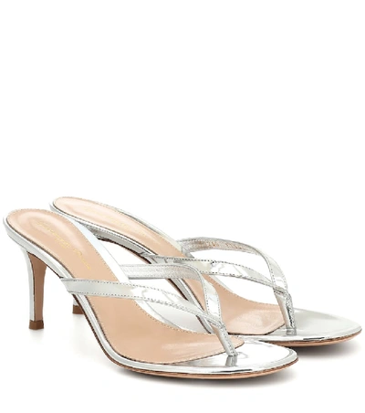Shop Gianvito Rossi Calypso 70 Leather Thong Sandals In Silver
