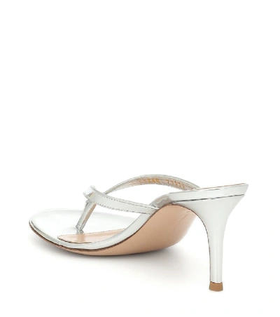 Shop Gianvito Rossi Calypso 70 Leather Thong Sandals In Silver