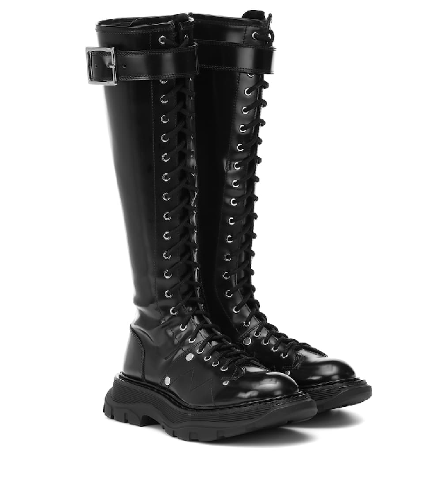 sole Leather Knee-high Boots In Black 