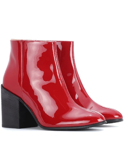 Shop Acne Studios Beth Patent Leather Ankle Boots In Red