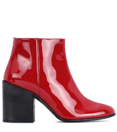 Shop Acne Studios Beth Patent Leather Ankle Boots In Red