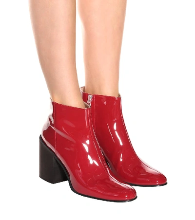 Shop Acne Studios Beth Patent Leather Ankle Boots In Red
