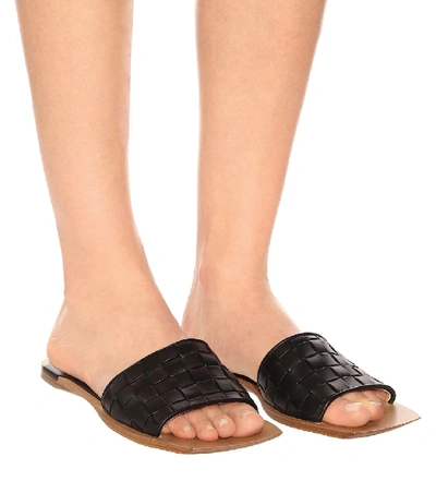 Shop Bottega Veneta Intrecciato Leather Sandals In Black
