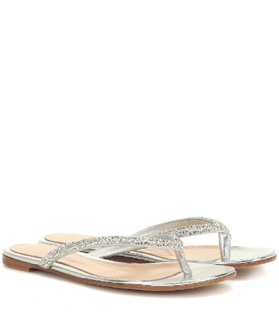 Shop Gianvito Rossi Diva Leather Thong Sandals In Metallic