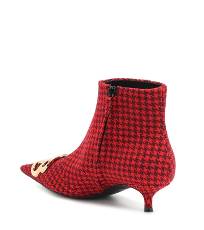 Shop Balenciaga Bb Printed Wool Ankle Boots In Red