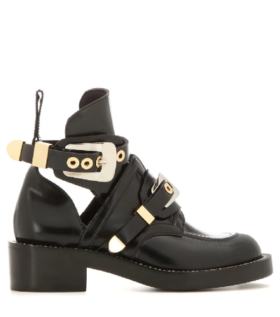 Shop Balenciaga Ceinture Leather Ankle Boots In Black