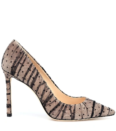 Shop Jimmy Choo Romy 100 Tulle And Suede Pumps In Beige