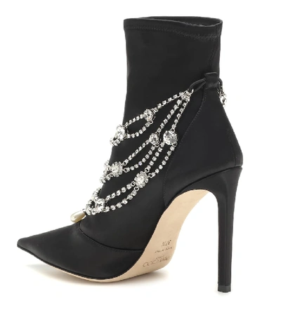 Shop Jimmy Choo Lyja Satin Ankle Boots In Black