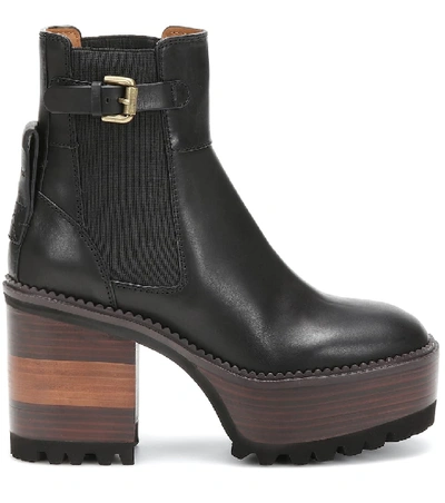 Shop See By Chloé Leather Ankle Boots In Black
