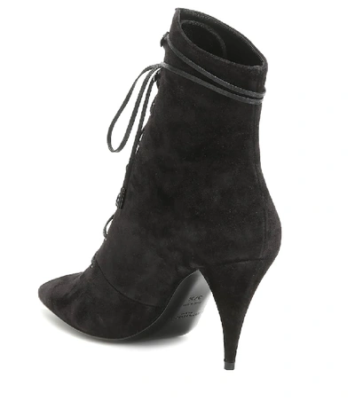 Shop Saint Laurent Kiki 85 Suede Ankle Boots In Black