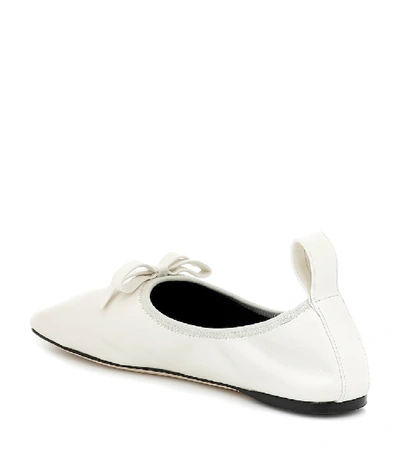 Shop Loewe Ballerina Leather Flats In White