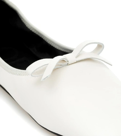 Shop Loewe Ballerina Leather Flats In White