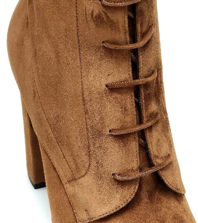 Shop Saint Laurent Laura 100 Suede Knee-high Boots In Brown