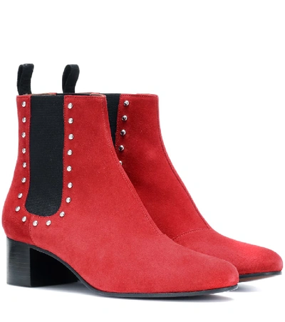 Shop Alexa Chung Suede Ankle Boots In Red