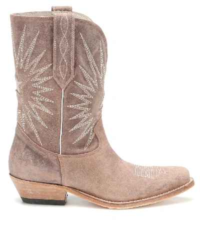 Shop Golden Goose Wish Star Leather Cowboy Boots In Beige