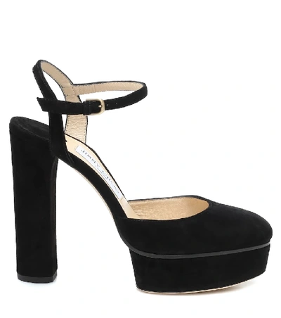 Shop Jimmy Choo Maple 125 Suede Platform Pumps In Black