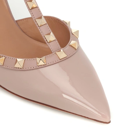 Shop Valentino Rockstud Patent Leather Pumps In Beige