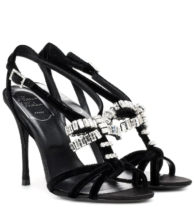 Shop Roger Vivier Sin Crystal-embellished Sandals In Black