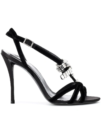 Shop Roger Vivier Sin Crystal-embellished Sandals In Black