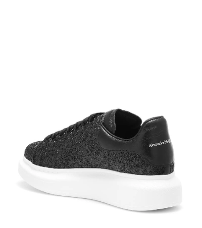 Shop Alexander Mcqueen Oversized Embellished Leather Sneakers In Black