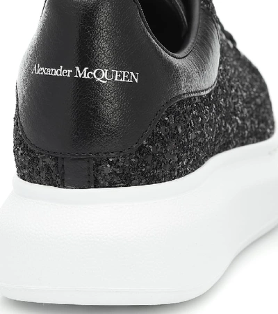 Alexander Mcqueen Oversized Embellished Leather Sneakers In Black