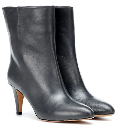 Shop Isabel Marant Dailan Leather Ankle Boots In Grey