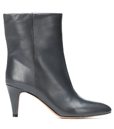 Shop Isabel Marant Dailan Leather Ankle Boots In Grey