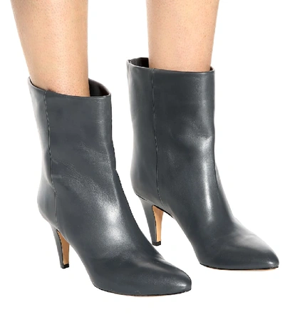 Shop Isabel Marant Dailan Leather Ankle Boots In Grey