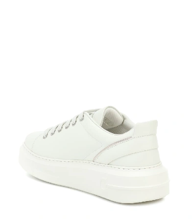 Shop Ferragamo Senise Leather Sneakers In White