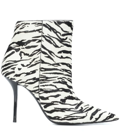 Shop Saint Laurent Printed Leather Ankle Boots In Black