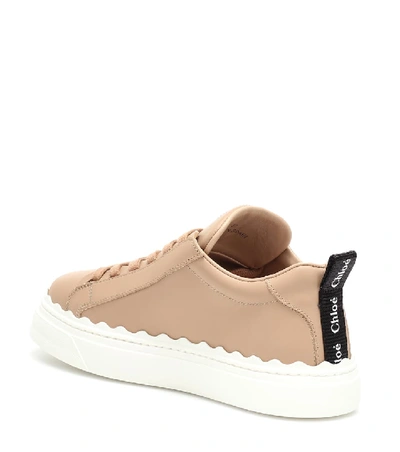 Shop Chloé Lauren Leather Sneakers In Beige