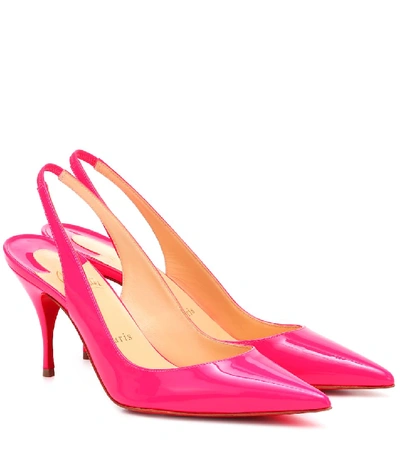 Shop Christian Louboutin Clare Sling 80 Patent Leather Pumps In Pink