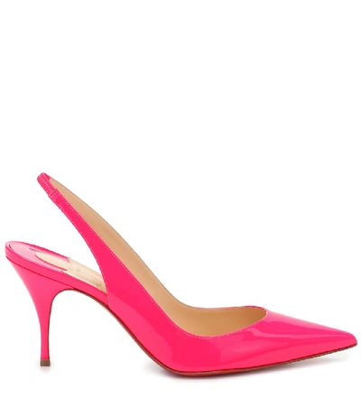 Shop Christian Louboutin Clare Sling 80 Patent Leather Pumps In Pink