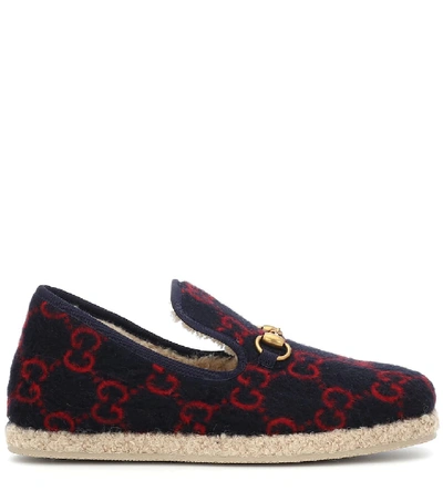 Shop Gucci Gg Wool Loafers In Blue
