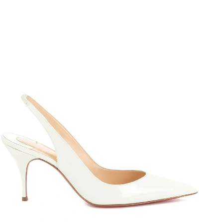 Shop Christian Louboutin Clare 80 Leather Slingback Pumps In White