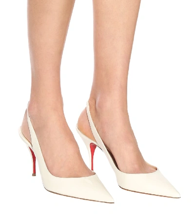 Shop Christian Louboutin Clare 80 Leather Slingback Pumps In White