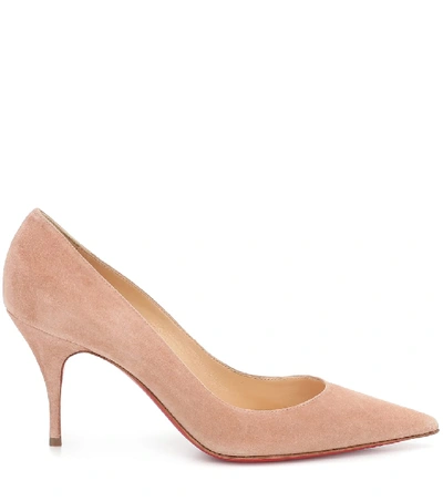 Shop Christian Louboutin Clare 80 Suede Pumps In Beige