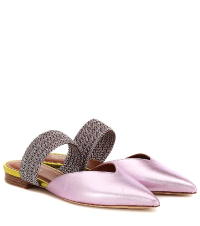 Shop Malone Souliers Maisie Leather Slippers In Pink