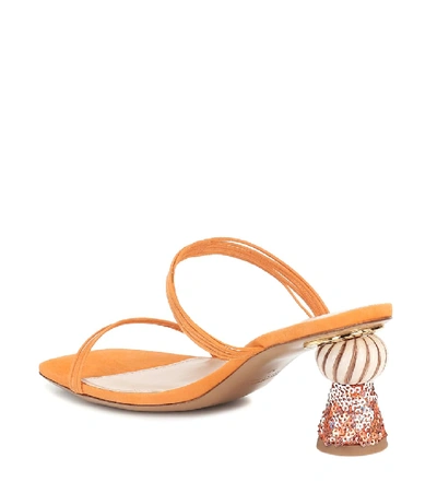 Shop Jacquemus Les Mules Vallena Suede Sandals In Orange