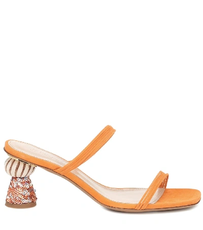 Shop Jacquemus Les Mules Vallena Suede Sandals In Orange