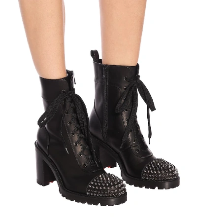 Shop Christian Louboutin Ts Croc Leather Ankle Boots In Black