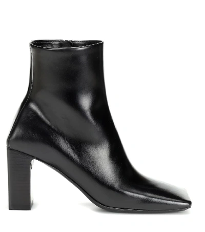 Shop Balenciaga Double Square Leather Ankle Boots In Black