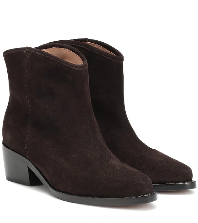 Shop Legres Western Low Suede Ankle Boots In Brown